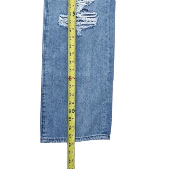 Pistola High Rise Distressed Boyfriend Jeans, Relaxed Straight Wide Leg, Blue - Picture 5 of 8